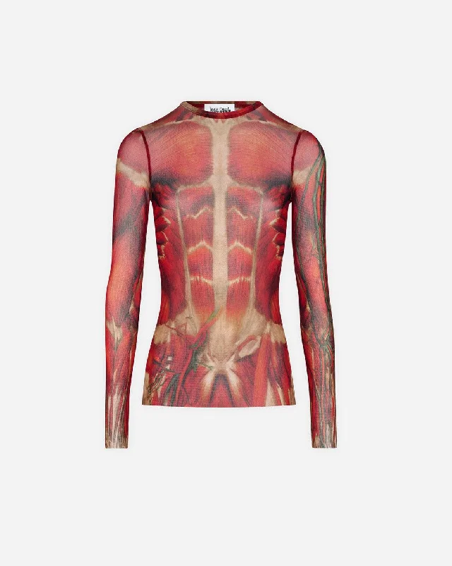 Mesh Longsleeve Top Printed ""Ecorche""