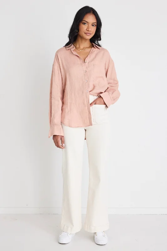 Optimum Caramel Linen Oversized Shirt