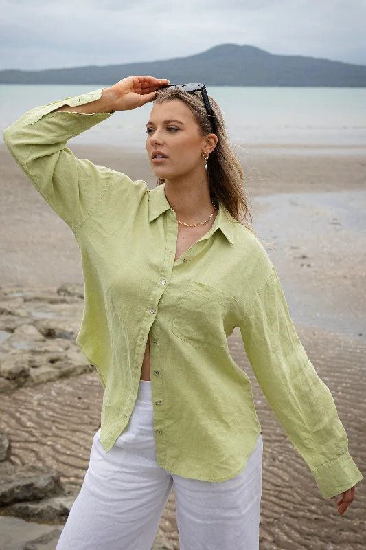 Optimum Pistachio Linen Oversized Shirt