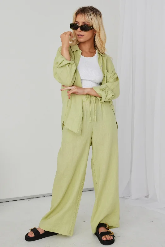 Optimum Pistachio Linen Oversized Shirt