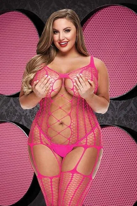 Plus size Criss cross bodystocking