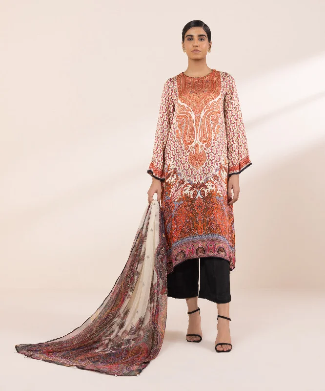 2 Piece - Printed Silk Suit