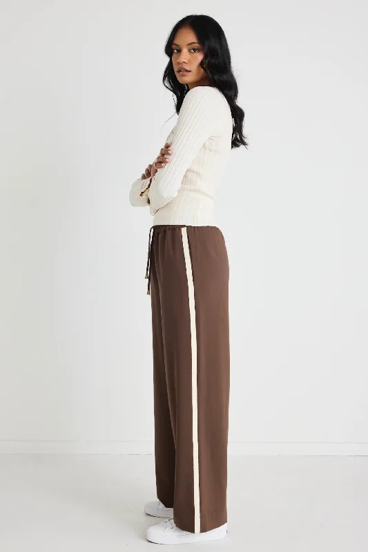 Townie Chocolate Stripe Side Tape Wide Leg Pants