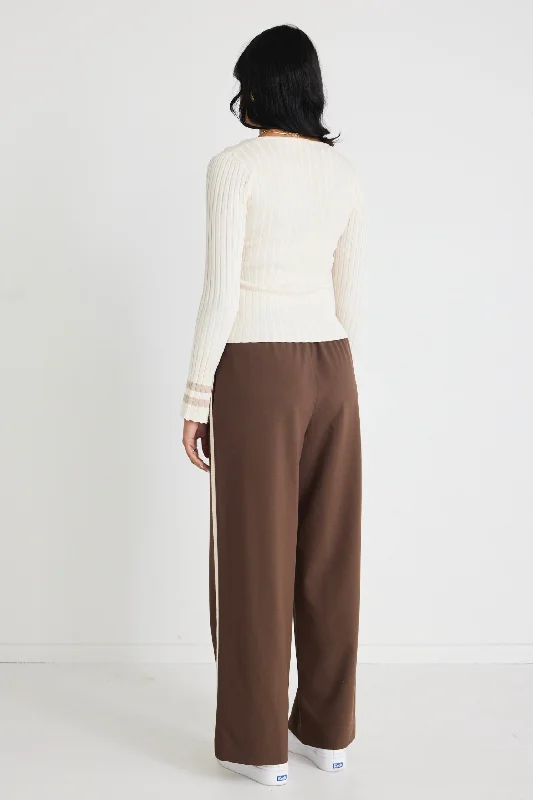 Townie Chocolate Stripe Side Tape Wide Leg Pants