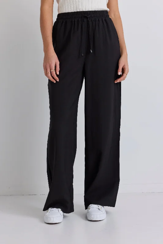 Townie Onyx Velvet Stripe Side Wide Leg Pants