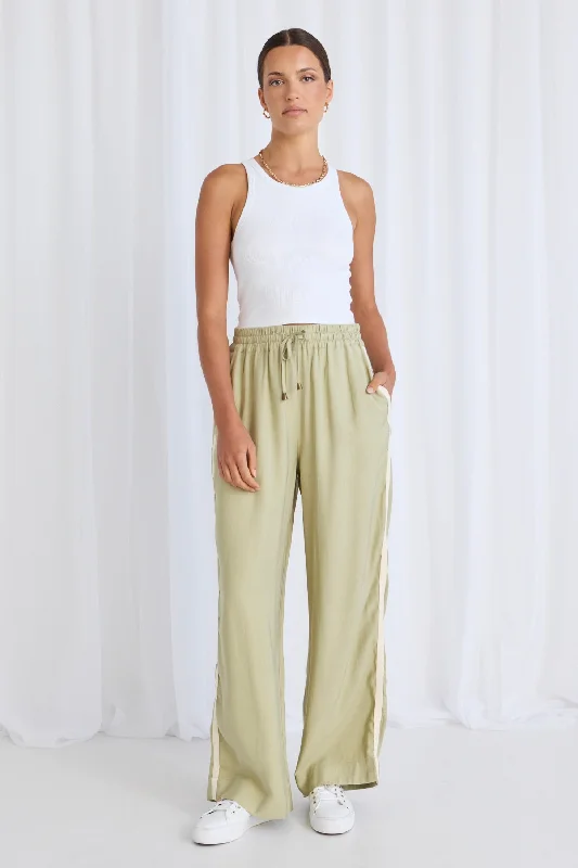 Townie Sage Stripe Side Tape Wide Leg Pants