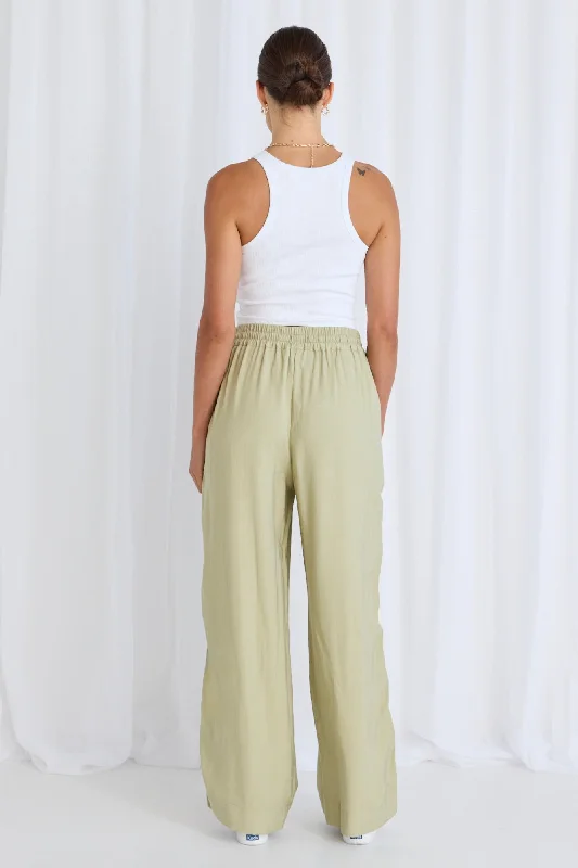 Townie Sage Stripe Side Tape Wide Leg Pants