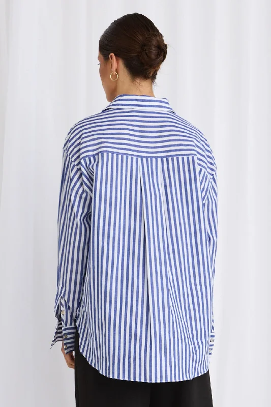 You Got This Blue Stripe Cotton Oversized Shirt