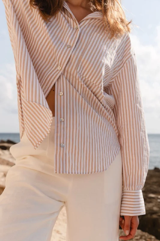 You Got This Ecru Stripe Poplin Oversized Shirt