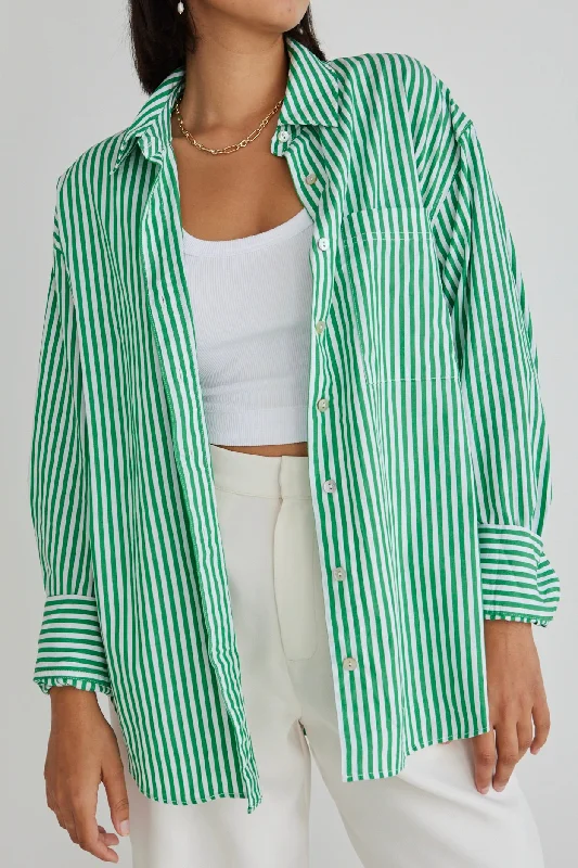 You Got This Green Stripe Poplin Oversized Shirt