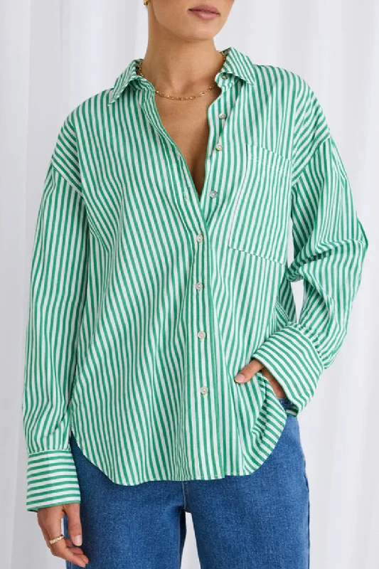 You Got This Green Stripe Poplin Oversized Shirt