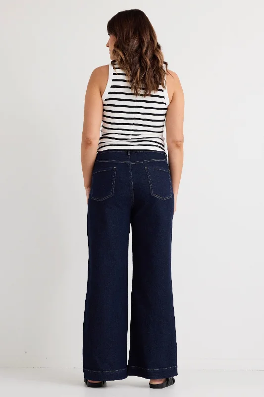 Zoey Indigo High Rise Wide Leg Pocket Jean