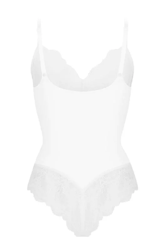 Aria Shaping Lace Bodysuit - White