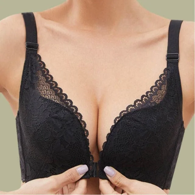 Front Fastening Lace Push-Up Bra