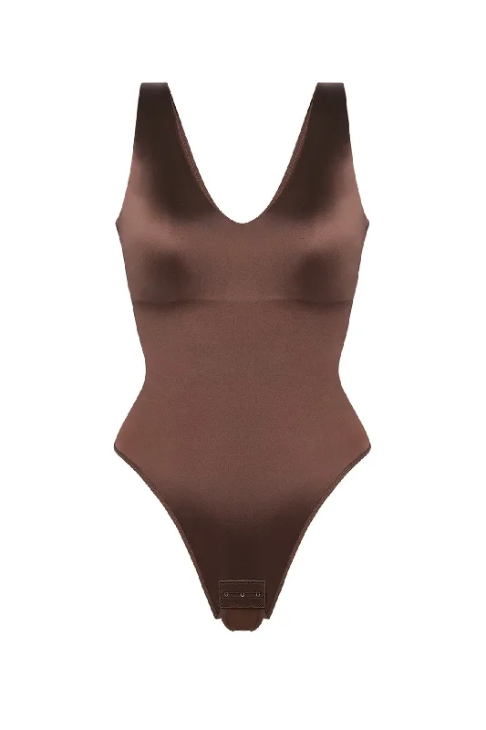 Luxe Satin Shaping Bodysuit - Mocha