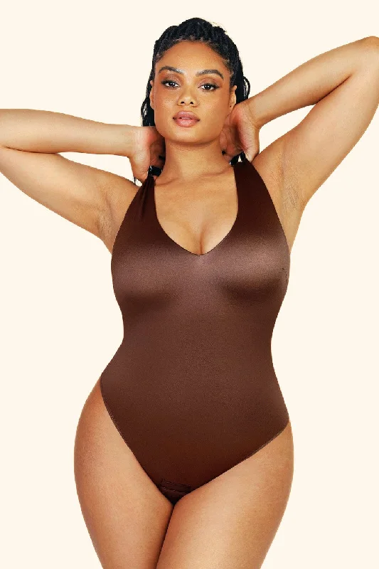 Luxe Satin Shaping Bodysuit - Mocha