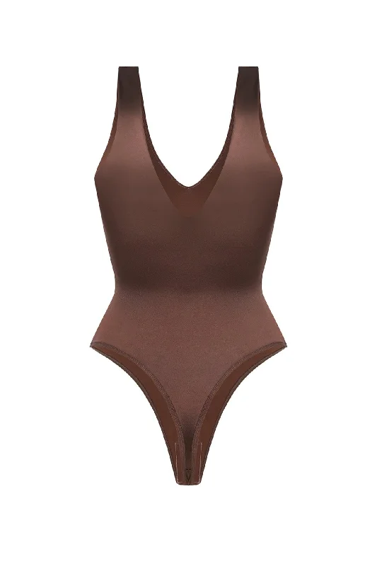 Luxe Satin Shaping Bodysuit - Mocha