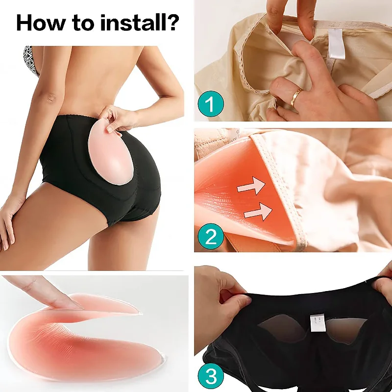 Women Silicone Butt Hips Shaping Knickers Removable Pads Shapewear Fake Buttocks Underwear Seamless Silicon Padded Brief