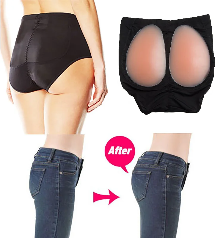 Women Silicone Butt Hips Shaping Knickers Removable Pads Shapewear Fake Buttocks Underwear Seamless Silicon Padded Brief