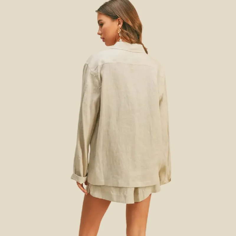 Casual Linen Blazer (Beige)