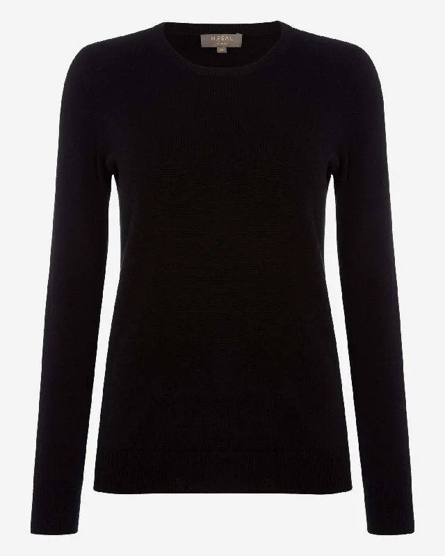 Women's Evie Classic Round Neck Cashmere Jumper Black