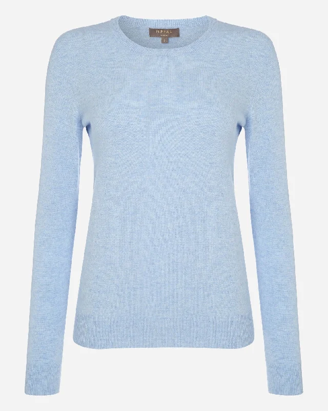 Women's Evie Classic Round Neck Cashmere Jumper Cornflower Blue