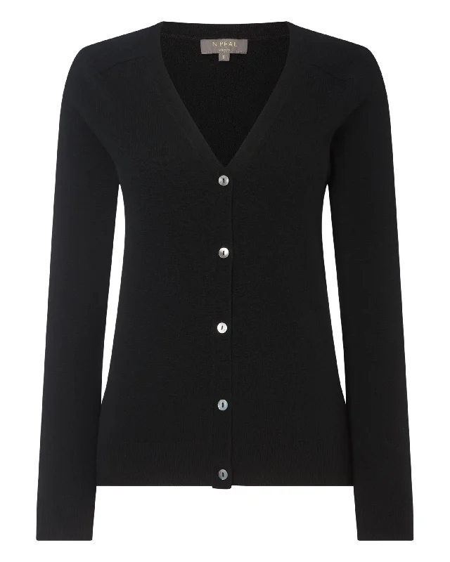 Women's V Necked Cashmere Cardigan Black