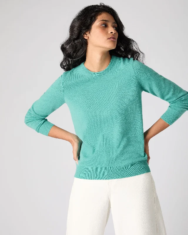 Women's Evie Classic Round Neck Cashmere Jumper Opal Green