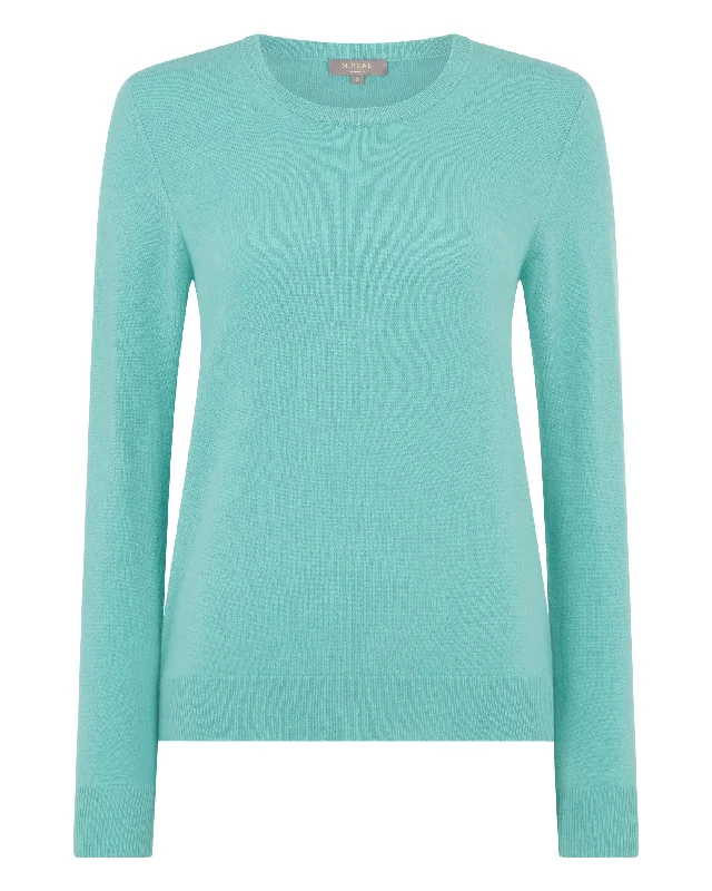 Women's Evie Classic Round Neck Cashmere Jumper Opal Green