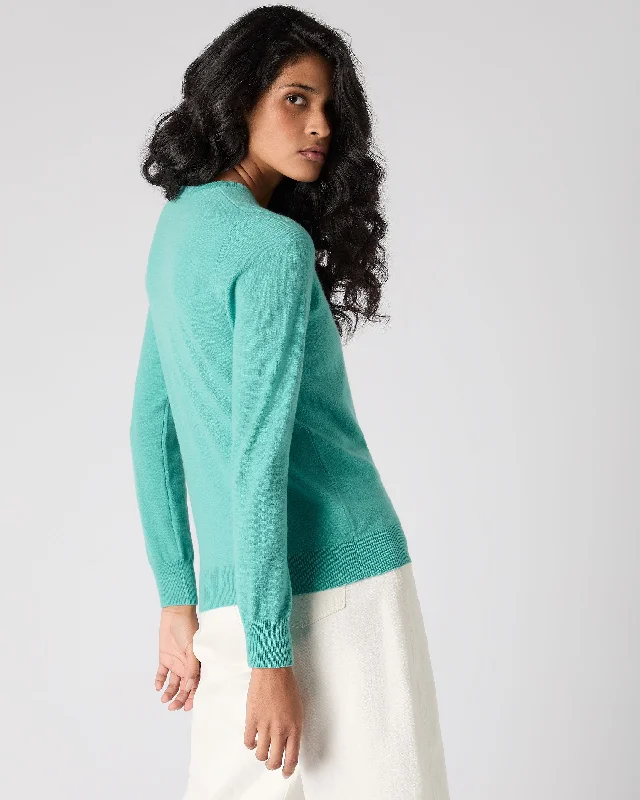 Women's Evie Classic Round Neck Cashmere Jumper Opal Green