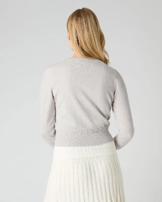 Women's Ivy Cropped Cashmere Cardigan Pebble Grey