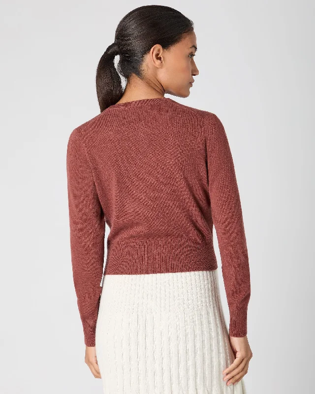 Women's Ivy Cropped Cashmere Cardigan Terracotta Brown