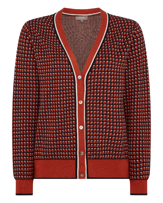 Women's Jacquard Knit Cardigan Orange