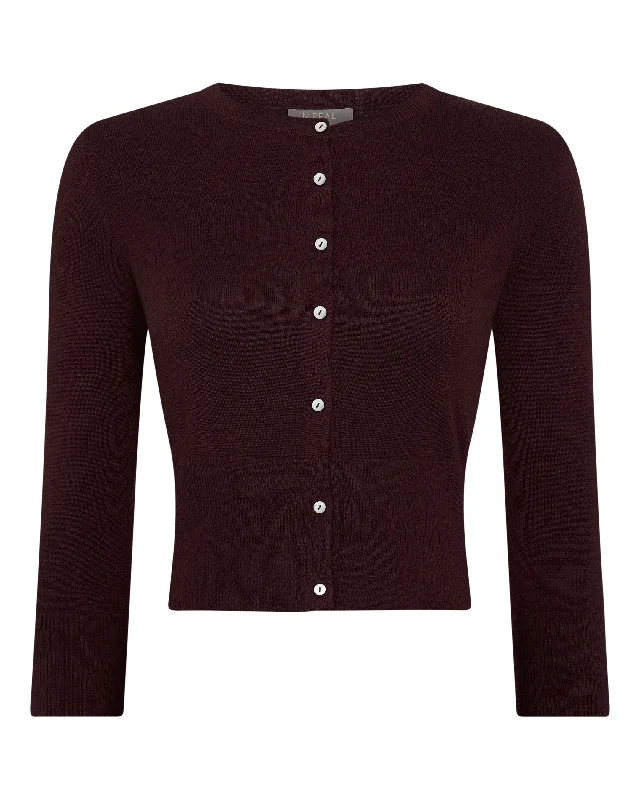 Women's Darcie Superfine Cashmere Cropped Cardigan Clove Brown