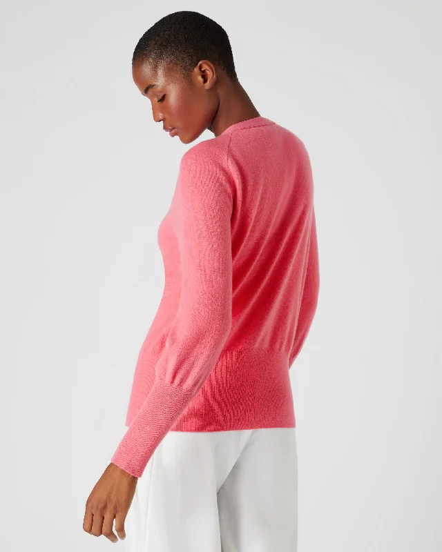 Women's V Necked Cashmere Cardigan Peony Pink