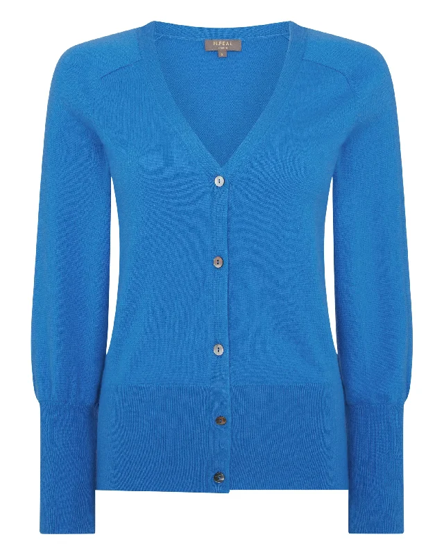 Women's V Necked Cashmere Cardigan Zanzibar Blue