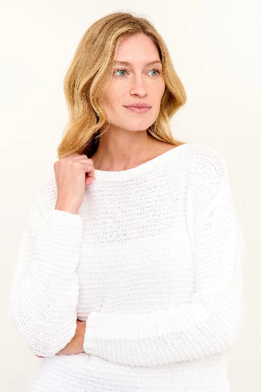 Alma Boat Neck Sweater - White