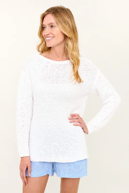 Alma Boat Neck Sweater - White