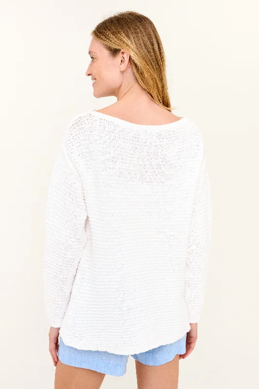 Alma Boat Neck Sweater - White