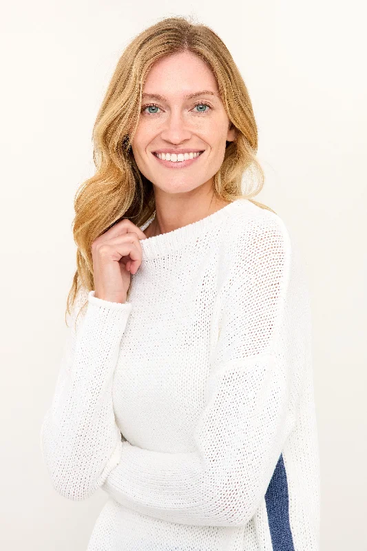 Julie Sweater - White with Vintage Indigo