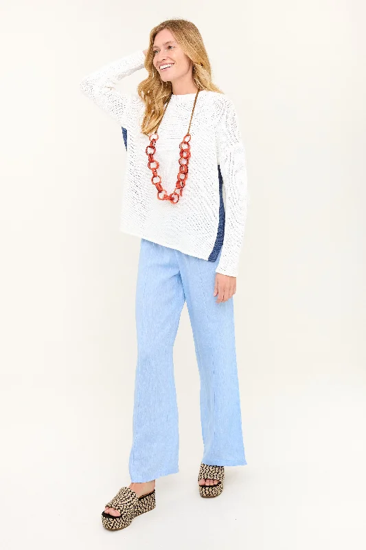 Julie Sweater - White with Vintage Indigo