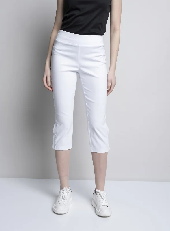 Cropped Pants with Button Detail