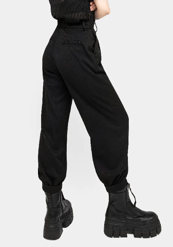 Dianne Embroidered Balloon Trousers - Black