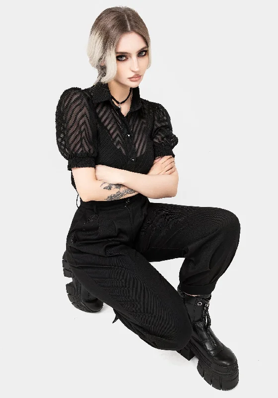 Dianne Embroidered Balloon Trousers - Black