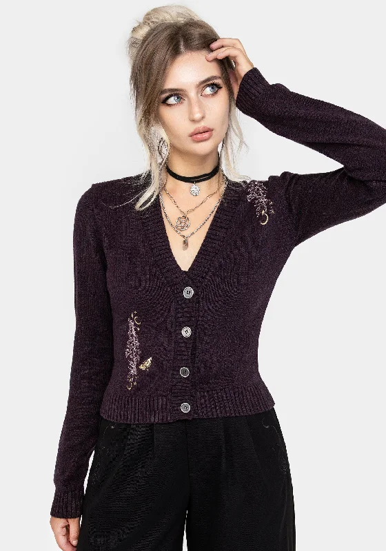 Foxglove Embroidered Knit Cardigan