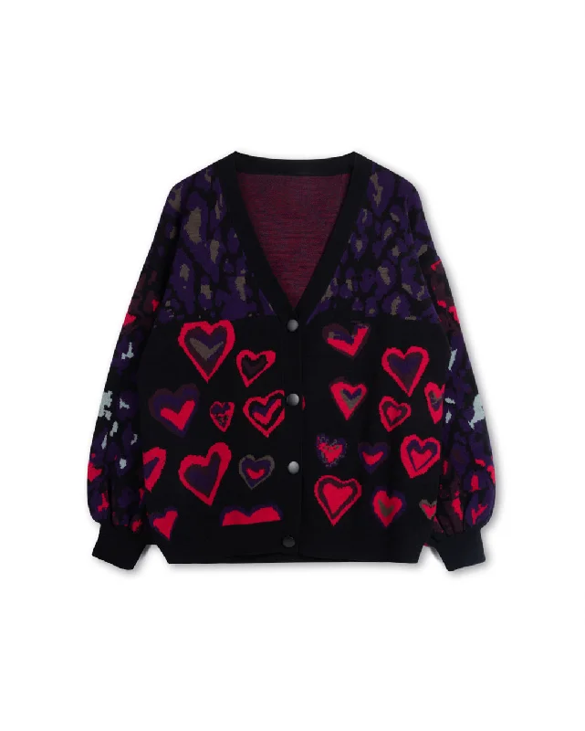 Heart Print Cardigan