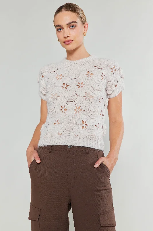 3D Floral Crochet Top