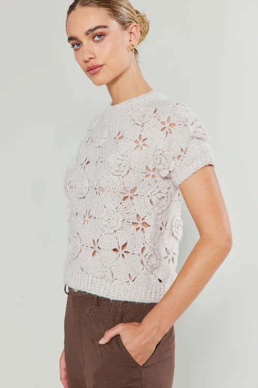 3D Floral Crochet Top