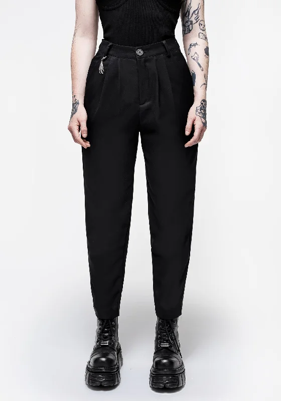 Malverde High Waist Tapered Trousers - Black