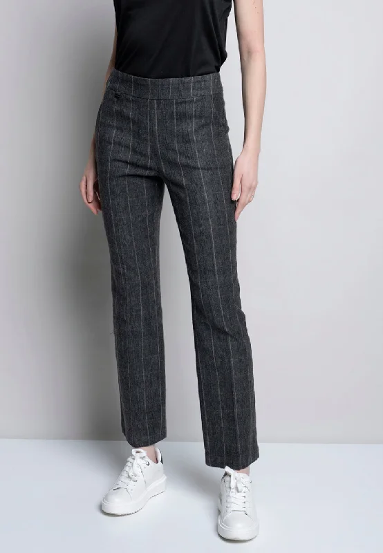 Plaid Bengaline Straight-Leg Full-Length Pants